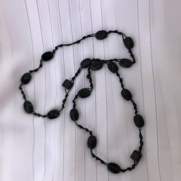 Vtg Black Glass Beaded Necklace - Picture 5 of 8